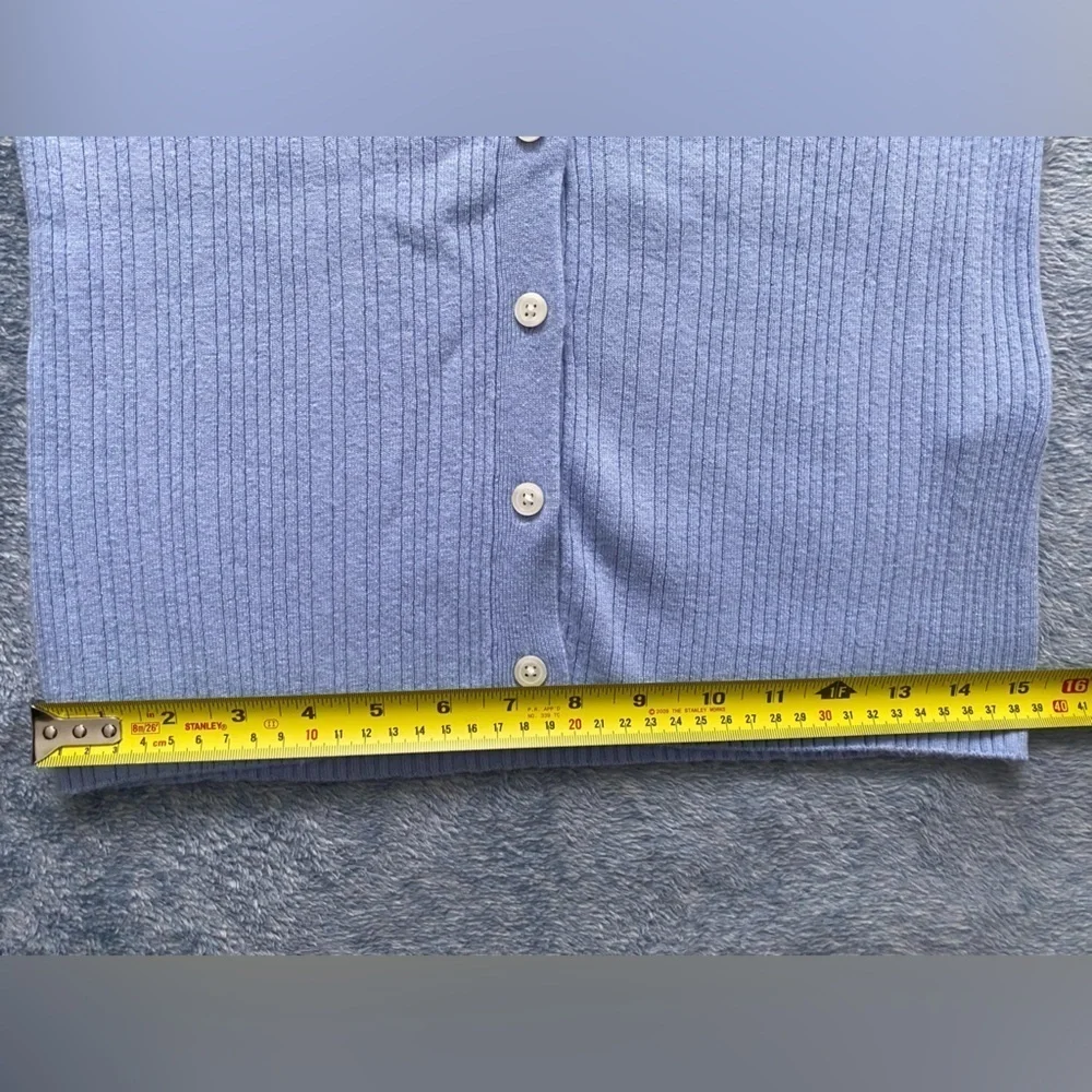 BANANA Republic Blue Ribbed Crop Button Up Cardigan Size S - Picture 10 of 11